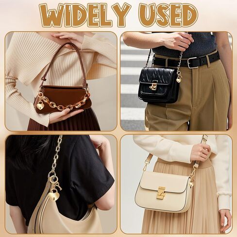 2Pcs Gold Heart-Shaped Chain Pendant, Bag Charms for Handbags Fashion Accessories for Women, Cute Keychains Decorations Supplies Suitable for Backpacks & Handbags in Kuwait