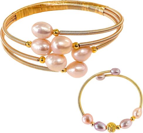 Pearl Braid Bracelet Size Matching 2 Piece Set Women's Pearl Bracelet - Handmade Braided Freshwater Cultured Pearl in Saudi Arabia