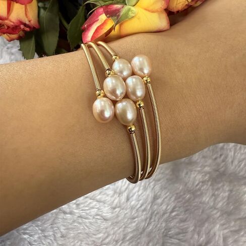 Pearl Braid Bracelet Size Matching 2 Piece Set Women's Pearl Bracelet - Handmade Braided Freshwater Cultured Pearl in Saudi Arabia