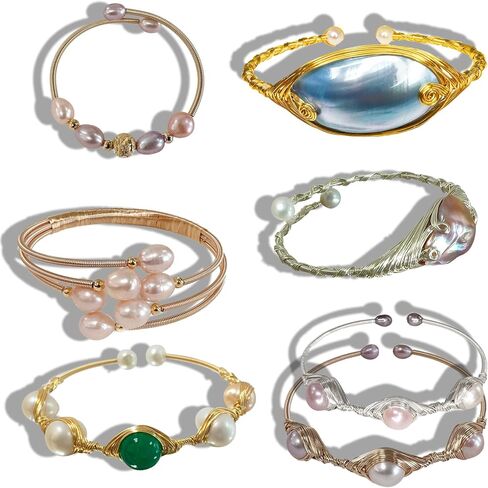 Pearl Braid Bracelet Size Matching 2 Piece Set Women's Pearl Bracelet - Handmade Braided Freshwater Cultured Pearl in Saudi Arabia