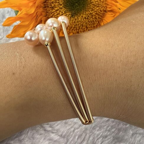 Pearl Braid Bracelet Size Matching 2 Piece Set Women's Pearl Bracelet - Handmade Braided Freshwater Cultured Pearl in Saudi Arabia