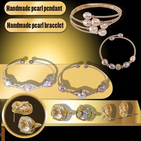 Pearl Braid Bracelet Size Matching 2 Piece Set Women's Pearl Bracelet - Handmade Braided Freshwater Cultured Pearl in Saudi Arabia