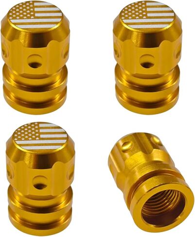 YoRise 4PCS American Flag Car Tire Valve Stem Caps, Aluminum Alloy Wheel Valve Stem Caps with Rubber O-Ring, Leakproof Car Tire Cap for Truck, Motorcycle, Bike (Purple) in Saudi Arabia