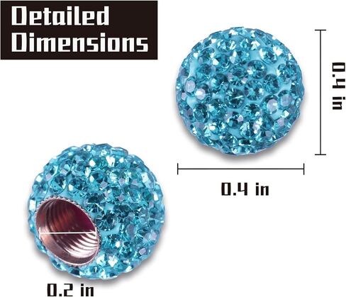 JUSTTOP 4 عبوات من أغطية جذع صمامات إطارات السيارات المصنوعة من حجر الراين الكريستالي، مناسبة عالميًا للسيارات والدراجات، باللون الأزرق الفاتح in Kuwait
