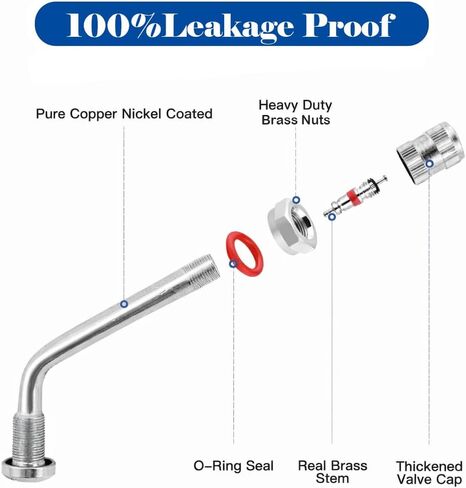 TR545D Truck Tire Valve Stems, 60 Degree Clamp-in Brass Valve Stem for Alcoa Aluminum Wheels 22.5 and 24.5 Inch, Tubeless Trucks and Buses, Viton O-Ring, 10 Pack in Kuwait
