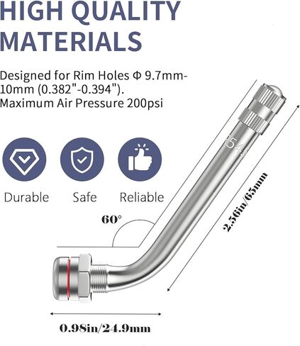 TR545D Truck Tire Valve Stems, 60 Degree Clamp-in Brass Valve Stem for Alcoa Aluminum Wheels 22.5 and 24.5 Inch, Tubeless Trucks and Buses, Viton O-Ring, 10 Pack in Kuwait