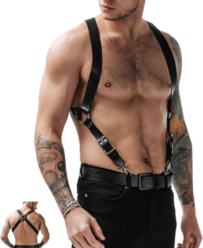 Men's Sexy Shoulder Belt Adjustable Punk Breastplate Chest Belt Goth Waist Harness Tough Guy Cross Body Straps in Saudi Arabia