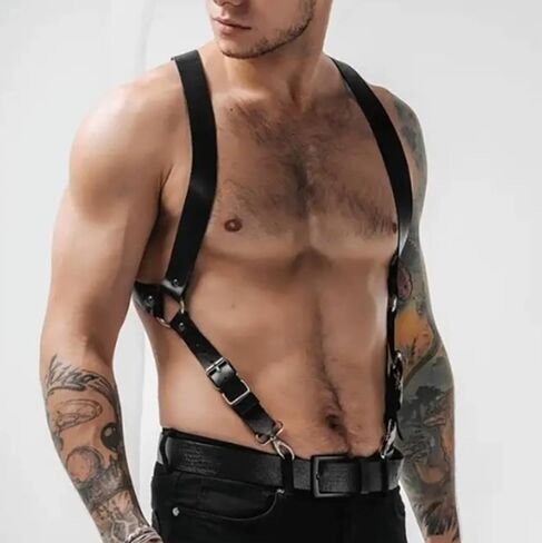Men's Sexy Shoulder Belt Adjustable Punk Breastplate Chest Belt Goth Waist Harness Tough Guy Cross Body Straps in Saudi Arabia