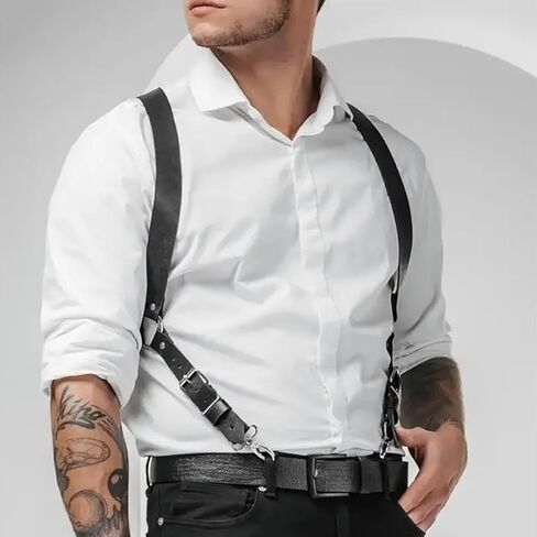 Men's Sexy Shoulder Belt Adjustable Punk Breastplate Chest Belt Goth Waist Harness Tough Guy Cross Body Straps in Saudi Arabia