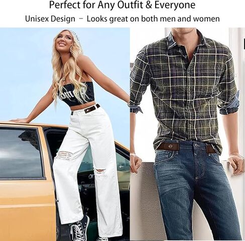 No Buckle Elastic Belt for Men and Women, Invisible Buckle-Free Stretch Belt with Adjustable Fit, Comfortable Waistband for Jeans, Pants, Travel, and Daily Wear BROWN in Saudi Arabia