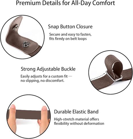 No Buckle Elastic Belt for Men and Women, Invisible Buckle-Free Stretch Belt with Adjustable Fit, Comfortable Waistband for Jeans, Pants, Travel, and Daily Wear BROWN in Saudi Arabia