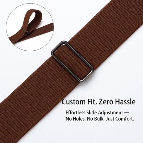 No Buckle Elastic Belt for Men and Women, Invisible Buckle-Free Stretch Belt with Adjustable Fit, Comfortable Waistband for Jeans, Pants, Travel, and Daily Wear BROWN in Saudi Arabia