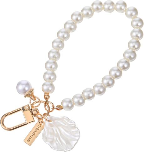 Pearl Keyring Lanyard Women's Imitation Pearl Chain Key Chain Pearl Keychain Wristlet Pearls Shell Bag Purse Charms Backpack Key Pendant Accessories Keys Chains Women Cute（1Pcs） in Saudi Arabia