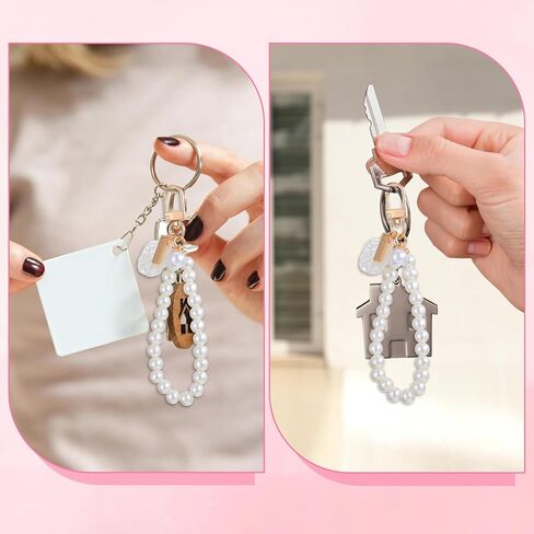 Pearl Keyring Lanyard Women's Imitation Pearl Chain Key Chain Pearl Keychain Wristlet Pearls Shell Bag Purse Charms Backpack Key Pendant Accessories Keys Chains Women Cute（1Pcs） in Saudi Arabia