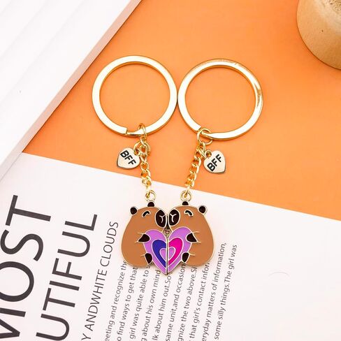 2Pcs Capybara Keychain Bff Gifts for Women Bff Stuff Best Friend Keychain Capybara Gifts for Girls Unique Birthday Christmas Valentines Day Gifts for Best Friend Girl Bestfriend Gift Ideas in Saudi Arabia