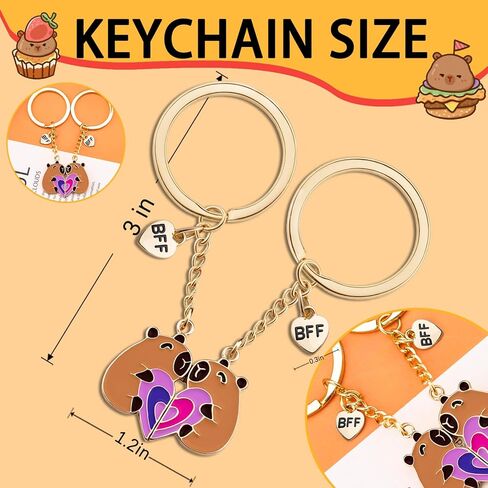 2Pcs Capybara Keychain Bff Gifts for Women Bff Stuff Best Friend Keychain Capybara Gifts for Girls Unique Birthday Christmas Valentines Day Gifts for Best Friend Girl Bestfriend Gift Ideas in Saudi Arabia