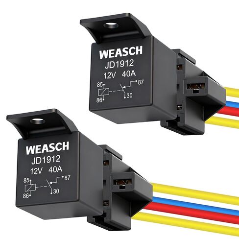 4 Pack Car JD1912 Relay Kit, 12V 40A, SPST 4 Pin, 40A Automotive Relay, Automotive Switches and Starters, with Interlocking Relay Socket and Wiring Harness (4) in Saudi Arabia