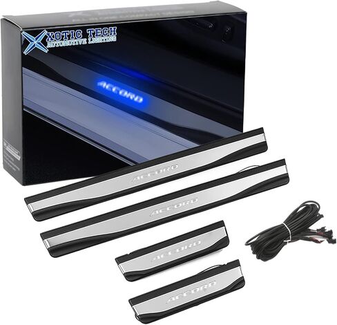 x xotic tech 4 قطع LED مضيئة عتبة الباب لوحة حماية متوافقة مع Honda Accord 2018 2019 2020 2021 2022، أزرق من الفولاذ المقاوم للصدأ in Saudi Arabia