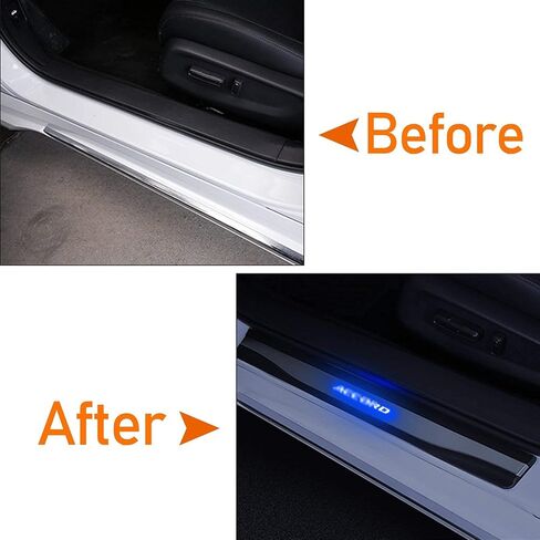 x xotic tech 4 قطع LED مضيئة عتبة الباب لوحة حماية متوافقة مع Honda Accord 2018 2019 2020 2021 2022، أزرق من الفولاذ المقاوم للصدأ in Saudi Arabia