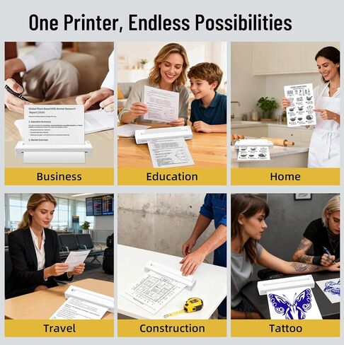 Bagana Inkless Portable Printer, Wireless Thermal Small Bluetooth Mobile Travel Printer for iPhone Android Laptop Supports 8.5x11 Inch US Letter Thermal Paper for Home Office School in Kuwait