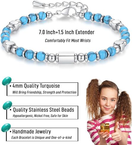 Easter Gifts for Teens Basket Stuffers Girls Bracelets Turquoise Jewelry Women Friendship Gifts 13 15 Year Old Teen Girl Trendy Stuff Daughter Granddaughter Stocking Valentines in Kuwait