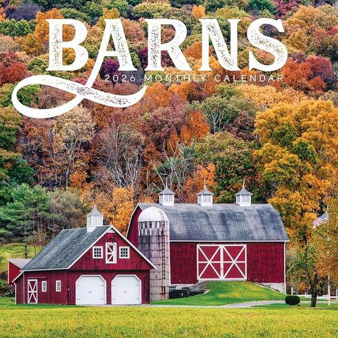 Barns Calendar 2026 | 12" x 24" Countryside Barn Wall Calendar 12 Month | Marble City Press | Country Roads, Heartland Old Barns, Farmland, Simple Country Life Landscapes, On the Farm | 2026-2027 Calendar | Small Family Owned Business | Sustainable Plasti in Kuwait