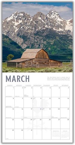 Barns Calendar 2026 | 12" x 24" Countryside Barn Wall Calendar 12 Month | Marble City Press | Country Roads, Heartland Old Barns, Farmland, Simple Country Life Landscapes, On the Farm | 2026-2027 Calendar | Small Family Owned Business | Sustainable Plasti in Kuwait