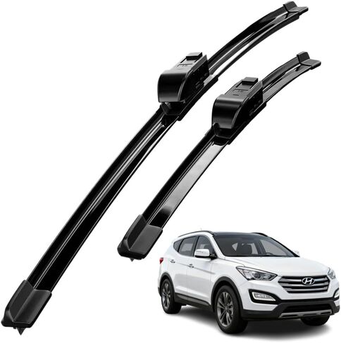 متوافق مع مساحات الزجاج الأمامي Hyundai Santa Fe 2007-2025 طاردة للماء متوفرة في جميع المواسم بجودة OEM مجموعة مكونة من 2 (جانب السائق والراكب) 26 بوصة + 16 بوصة in Kuwait