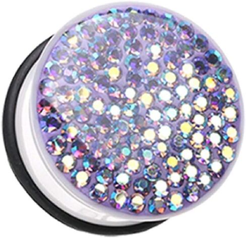 Brilliant Sparkles White Body Single Flared Ear Gauge Plug in Saudi Arabia