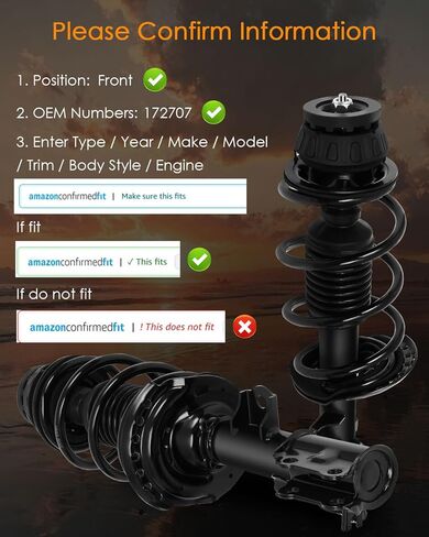 Front Complete Strut Assembly Compatible for Hyundai for Accent 2012-2017, 2PCS Shocks and Struts 172707 172707 in Kuwait