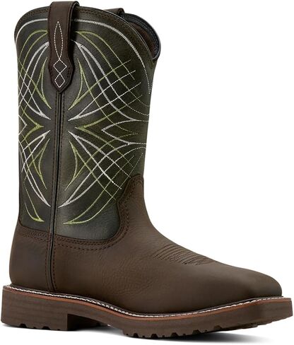 Ariat Men's Activator Waterproof Steel Toe Work Boot, Dark Brown/Green, 12 in Saudi Arabia