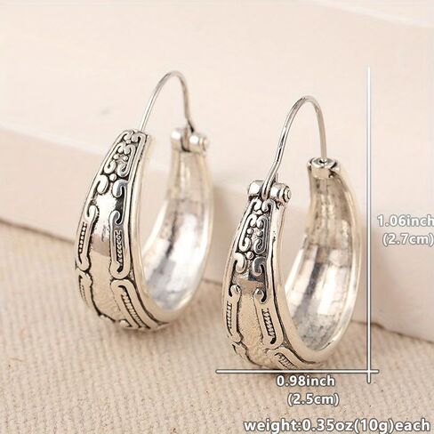 Boho Earrings, Women Earrings, Artisian Earrings, Gift for Her, Silvery Textured Earrings in Saudi Arabia