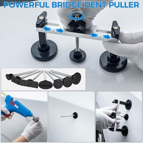 طقم أدوات سحب انبعاجات السيارة مكون من 134 قطعة، مجموعة أدوات إزالة انبعاجات السيارة بدون طلاء مع مطرقة منزلقة 3 في 1 على شكل حرف T وساحب جسر ورافع ذهبي، طقم إصلاح دنت السيارة لإصلاح الانبعاجات الكبيرة والصغيرة بسرعة in Kuwait