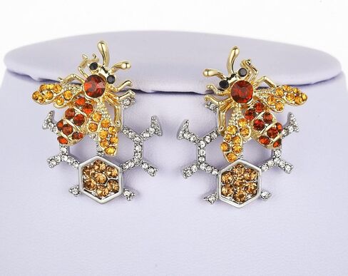 BEE Bumblebee Austrian Rhinestone Statement Necklace Earrings Set Golden N888g … (Golden) in Kuwait