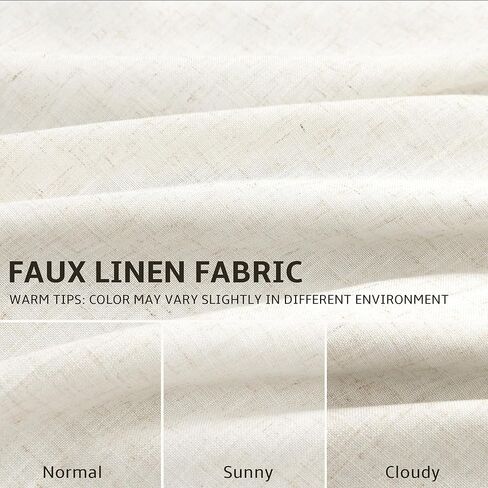 كتان مطوي طبيعي 100% ستائر تعتيم بطول 84 بوصة 2 لوح لغرفة النوم وغرفة المعيشة ستائر كريمية معزولة حراريًا بوهو محايدة بعلامة تبويب خلفية قرصة ستارة نافذة مبطنة بطيات 7 أقدام in Kuwait