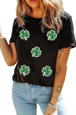 Womens St Patrick's Day T-Shirt Crewneck Short Sleeve Casual Funny Graphic Tee Shirts Tops in Saudi Arabia