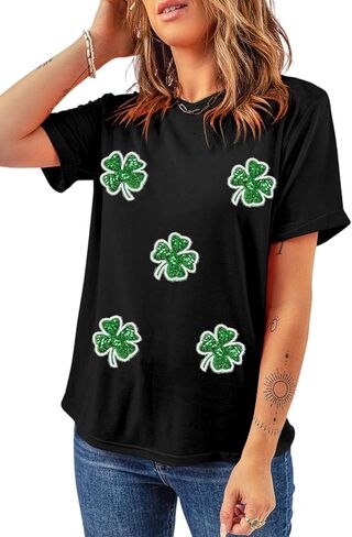 Womens St Patrick's Day T-Shirt Crewneck Short Sleeve Casual Funny Graphic Tee Shirts Tops in Saudi Arabia