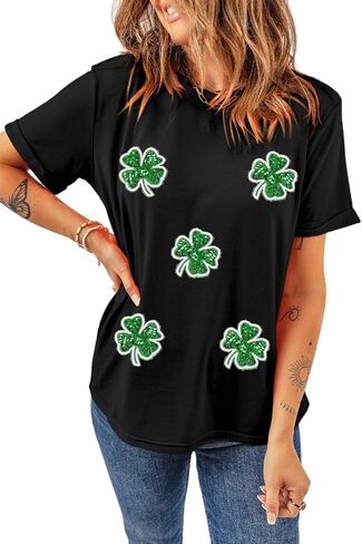 Womens St Patrick's Day T-Shirt Crewneck Short Sleeve Casual Funny Graphic Tee Shirts Tops in Saudi Arabia