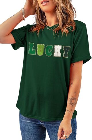 Womens St Patrick's Day T-Shirt Crewneck Short Sleeve Casual Funny Graphic Tee Shirts Tops in Kuwait