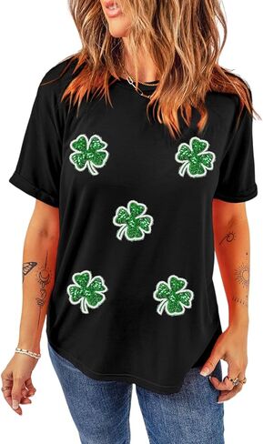 Womens St Patrick's Day T-Shirt Crewneck Short Sleeve Casual Funny Graphic Tee Shirts Tops in Saudi Arabia