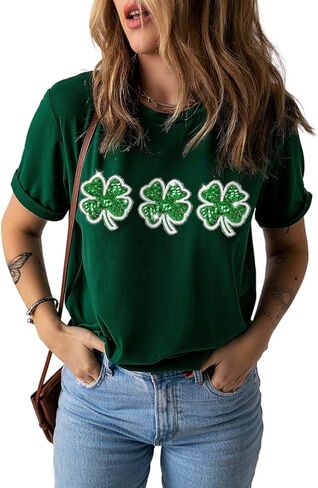 Womens St Patrick's Day T-Shirt Crewneck Short Sleeve Casual Funny Graphic Tee Shirts Tops in Saudi Arabia