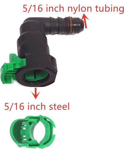 Fuel Filter Return Connector Clips,Fuel Line Quick Connector Fittings for Chevrolet,GMC,Ford,Jeep,Ram,Dodge,Chrysler,Buick,Cadillac,Adapts 5/16 inch Steel to 5/16 inch Nylon Tubing,90 Degree Bend in Kuwait