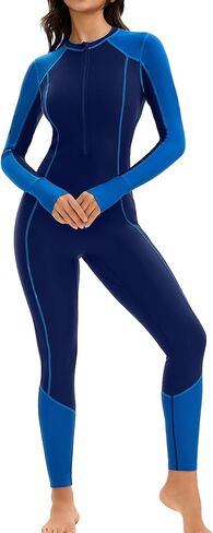 Womens Full Body Rash Guard 50+ UPF Long Sleeve Swimsuit One Piece Zipper Bathing Suit with Built in Bra in Saudi Arabia