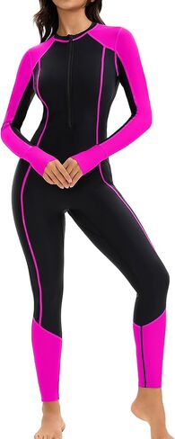 Womens Full Body Rash Guard 50+ UPF Long Sleeve Swimsuit One Piece Zipper Bathing Suit with Built in Bra in Saudi Arabia