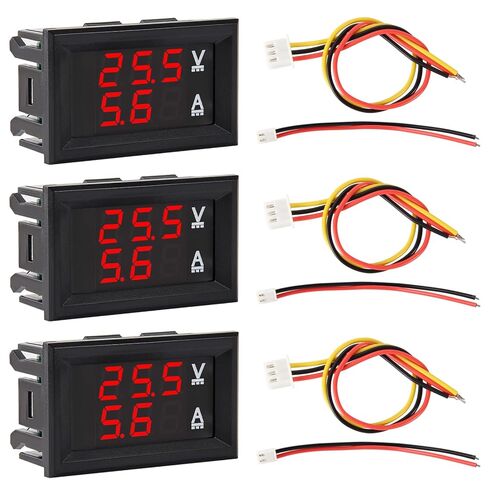 3 عبوات 0.28 بوصة مقياس الفولتميتر الرقمي DC 0-100V 10A، لوحة عرض LED مزدوجة باللونين الأحمر والأحمر مع أسلاك توصيل، جهاز اختبار مراقبة أمبير 2 في 1 لتجارب الدوائر الإلكترونية، قوارب السيارات الكهربائية إلخ in Saudi Arabia