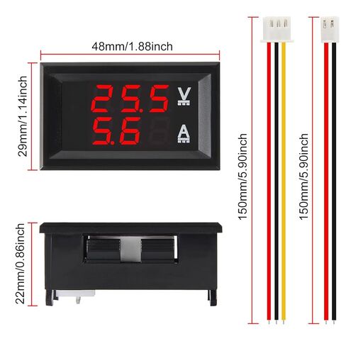 3 عبوات 0.28 بوصة مقياس الفولتميتر الرقمي DC 0-100V 10A، لوحة عرض LED مزدوجة باللونين الأحمر والأحمر مع أسلاك توصيل، جهاز اختبار مراقبة أمبير 2 في 1 لتجارب الدوائر الإلكترونية، قوارب السيارات الكهربائية إلخ in Saudi Arabia