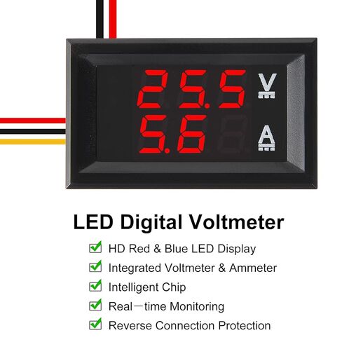 3 عبوات 0.28 بوصة مقياس الفولتميتر الرقمي DC 0-100V 10A، لوحة عرض LED مزدوجة باللونين الأحمر والأحمر مع أسلاك توصيل، جهاز اختبار مراقبة أمبير 2 في 1 لتجارب الدوائر الإلكترونية، قوارب السيارات الكهربائية إلخ in Saudi Arabia