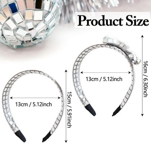 2Pcs Disco Glitter Headband 70s Hair Accessories for Women Sequin Bow Hair Band for 80s 90s Retro Party Outfits Accessories Christmas Birthday Bachelorette Bridal Shower Party Supplies in Kuwait