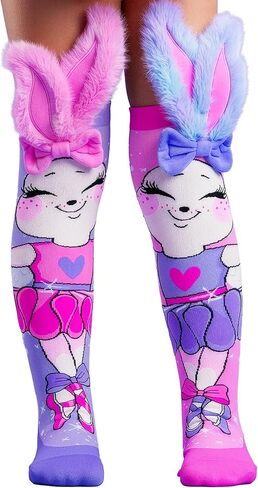 جوارب MADMIA Ballerina Bunny بطول الركبة - جوارب ملونة للأطفال والكبار، هدية يوم جورب ممتعة ومجنونة in Kuwait