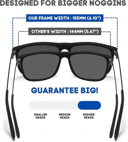 XXL Size Extra Large 155MM Polarized Square Sunglasses Big Wide Heads Men UV400 Rectangular Glasses in Kuwait
